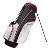 LADIES LEFT HAND MAGENTA/PINK POWERBILT ALL GRAPHITE COMPLETE GOLF CLUB SET w/DRIVER + HYBRID + BAG + PUTTER + 3 HEAD COVERS: REGULAR LENGTH